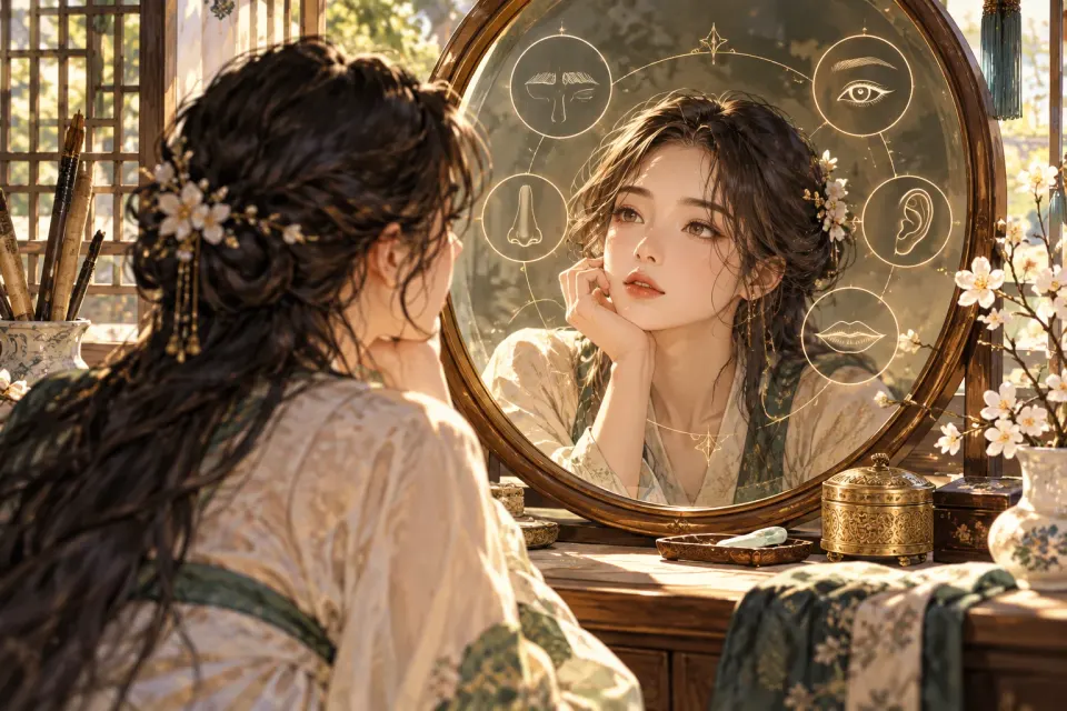 관상의 핵심 도구와 이용 장면을 담은 일러스트