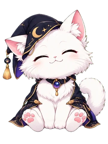 모자 쓴 흰 고양이 영냥이 모습의 네오